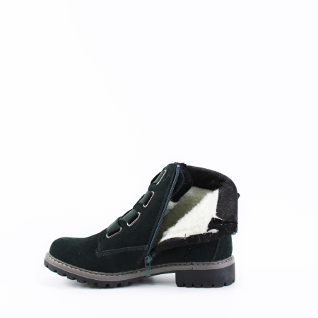 Зеленые ботинки с декоративной шнуровкой